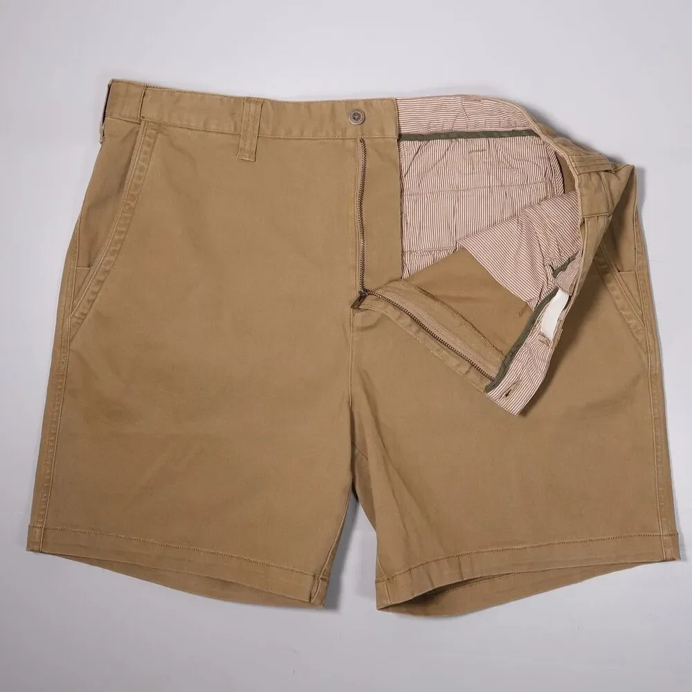 Territory Ahead Chino Shorts Flex Waist Dark Khaki Cotton Stretch Mens 42 x 7.5